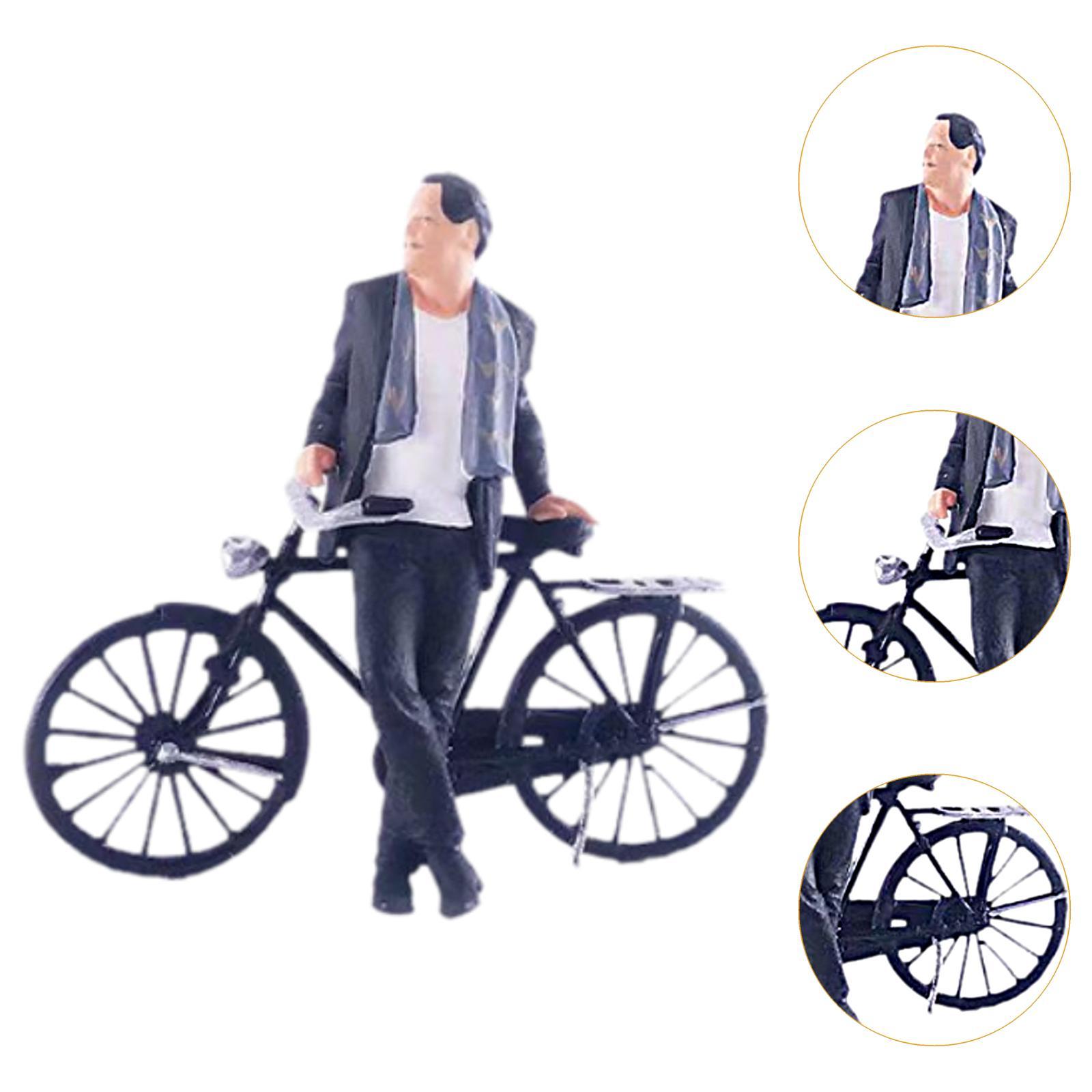 Джентльмен Кукольный Велосипед 1/64 Люди Игрушки Игровой Набор Винтаж 3D Смола Ретро — фото 5