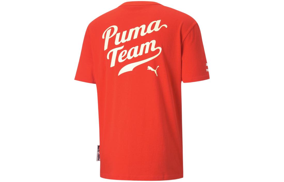 PUMA T Shirts Men s Orange Red Crew Neck Moderate Straight Fit 536929-95 XL