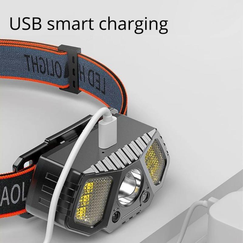 USB rechargeable sensor, LED headlights, ultra bright headlight head, wearable fishing light, multiple lighting modes, mountain climbing adventure