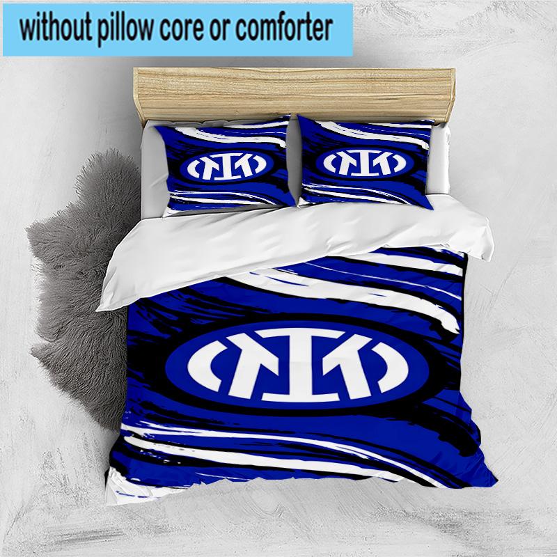 3 pezzi F.C. Set Biancheria da Letto Stampato Internazionale Milano Chiusura Copripiumino Include 1 Copripiumino & 2 Federe Set Biancheria da Letto Decorazioni per la Casa Regali