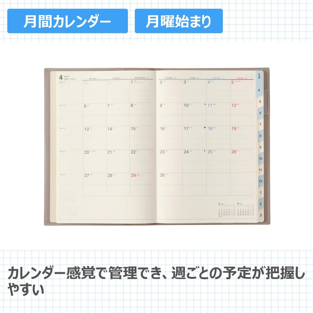 NOLTY April Weekly 9685 Planner, 2026, Start, A5, Access, 2, Gray,