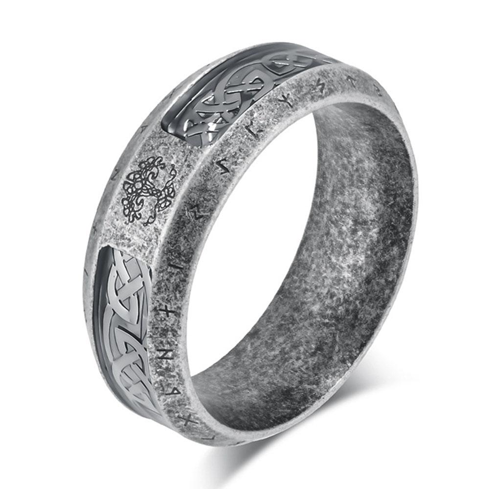 Vintage Nordic Stainless Steel Ring Rings Tree Of Life Eternal Knot Men And Women Hand Jewelry