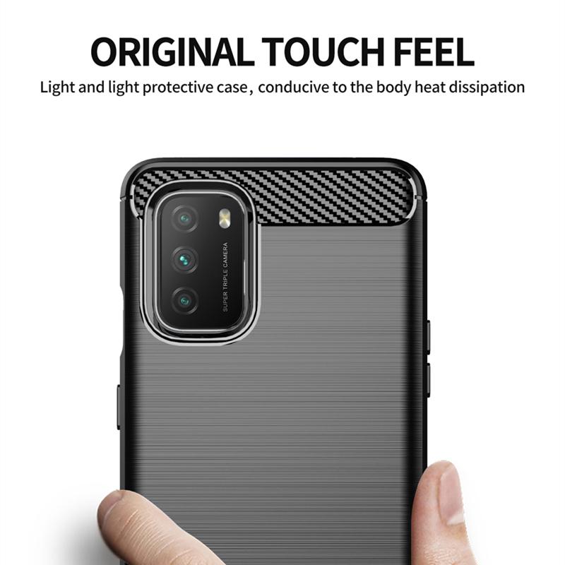 For Xiaomi Poco M3 Case Carbon Fiber Shockproof Soft Silicone Cover for Xiaomi Poco X3 NFC Poco F2 Pro for Redmi 9 9A 9C Mi 10T