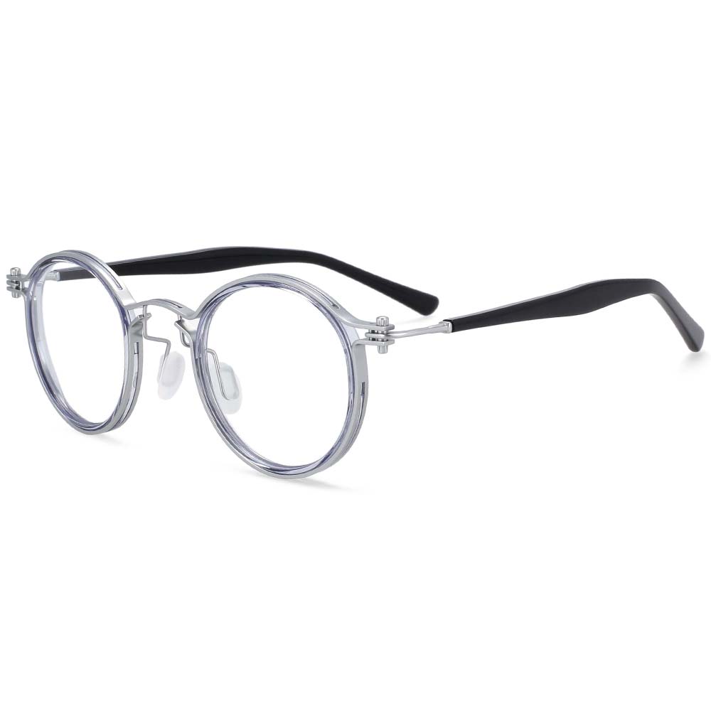 54227 Retro Steam Punk Glasses Frames Men Round Optical Eyewear Metal Spectacle Frame Computer Eyeglasse
