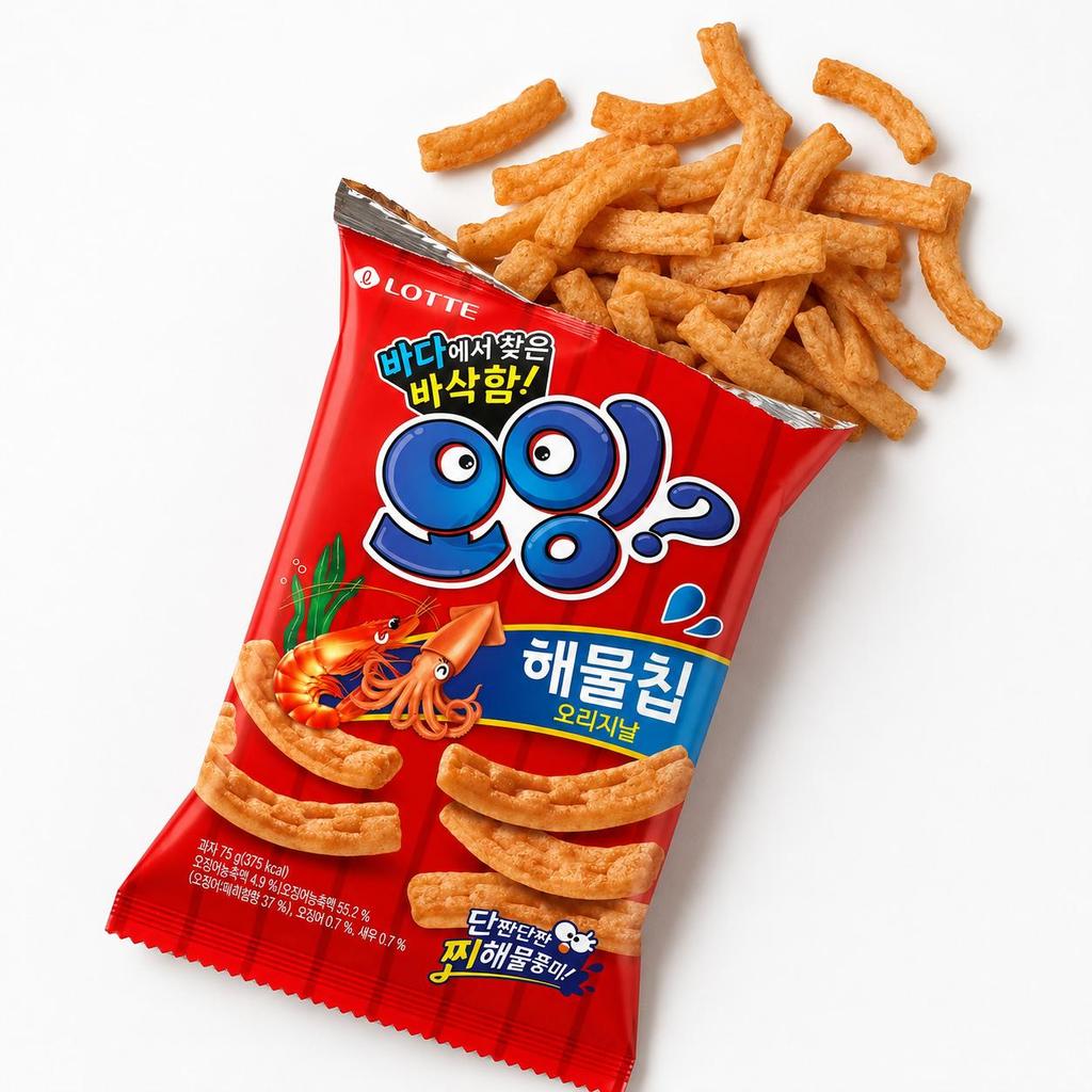 Lotte Squid & Shrimp Flavored Crisp Sticks 75g