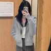 Women's Trendy Hooded Zip-Up Sweatshirt - Petite, Lightweight, Casual Cardigan for Spring and Autumn