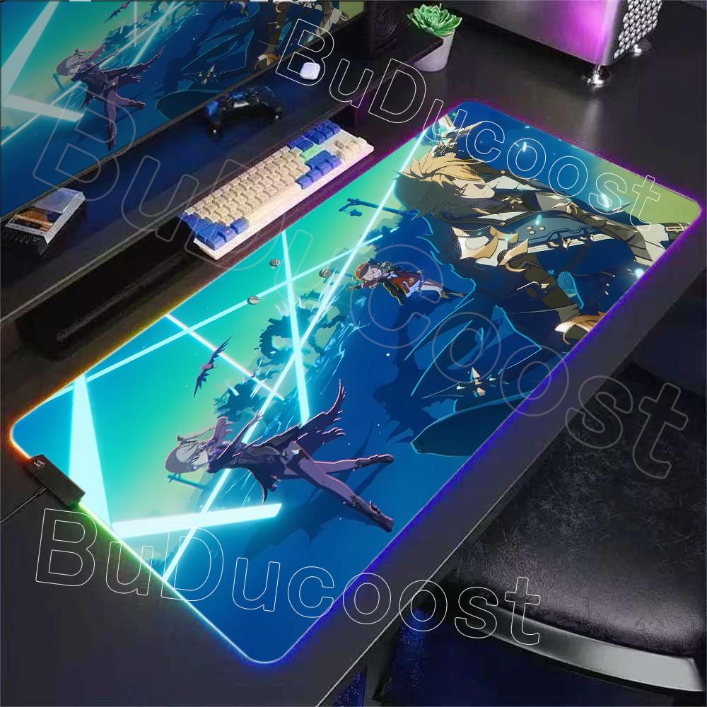 

RGB Glowing Genshin Impact Varka Mousepad Mouse Pad Laptop Gaming Accessories Mousepad Large Desk Mat Computer Game Keyboard Rug RGB600x300x3mm
