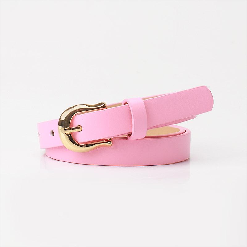 Ceinture plate à boucle ardillon pour femme, couleur bonbon, simple, décorée de vent, pour jeans