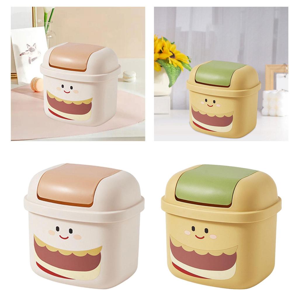 Mini Trash Can Countertop Wastebasket Cartoon for Dressing Table Tiny Trash Bin Trash Bin for Table Bathroom Desktop Bedroom