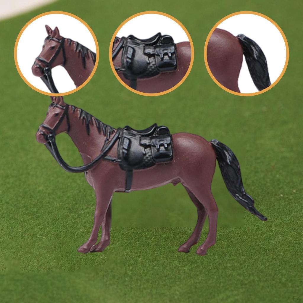 1/64 Horse Model Farm Animal Figure DIY Layout Simulation Painted Figurine Resin for Scene