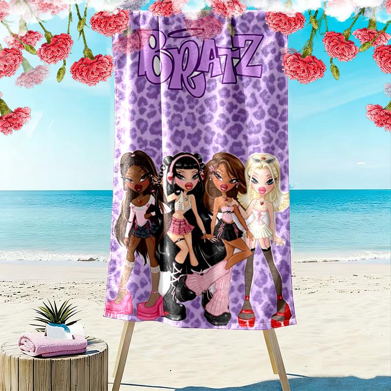 Bratz Cartoon Print Beach Towel, Large Soft Quick Dry Towel for Beach Camping Swimming