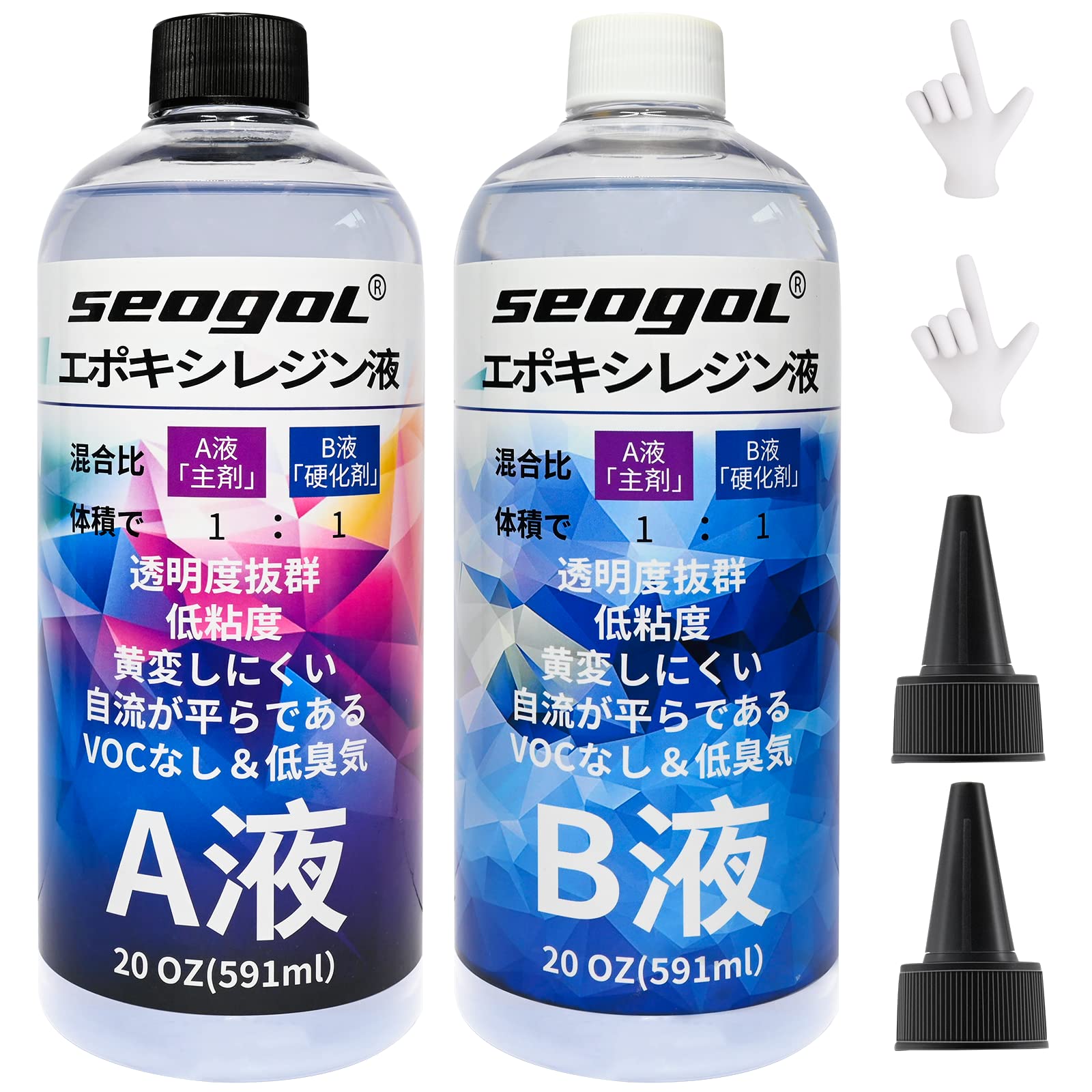 Seogol Epoxy Resin - Two-Part Resin Liquid, Large Capacity 1182ml/40OZ, Hard Type Epoxy Resin Set, DIY Craft Supplies, Resin Art, Handmade Crafts, Ear