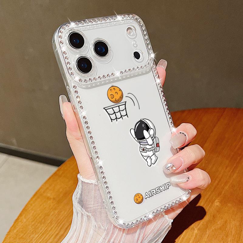 

Diamond Astronaut Pattern Phone Case For iPhone 16e 17 Air 16 15 14 Pro Max 13 17 Pro Max 17 16 15 Plus Shockproof Soft Silicone Cover iPhone 13 Pro Max оранжевый