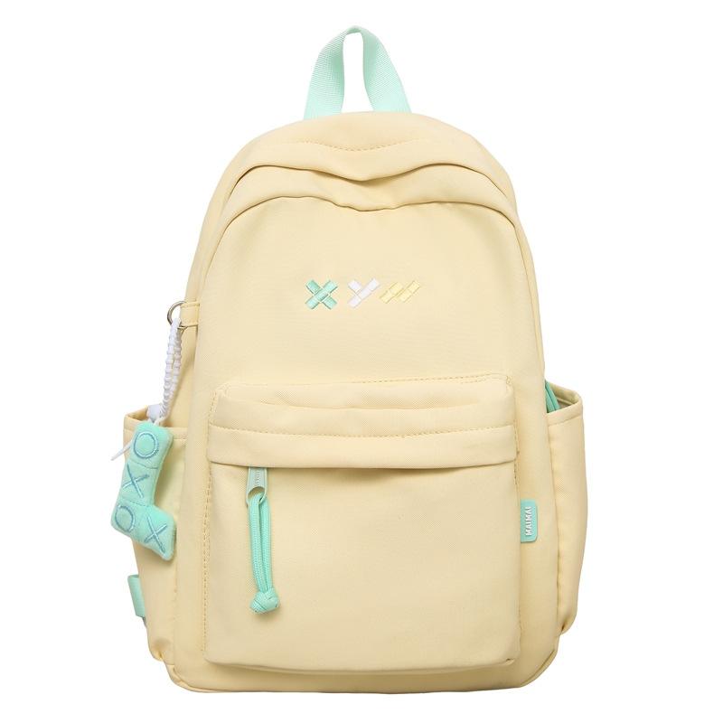Student Schoolbag Women's Nylon Backpack Lightweight Solid Color Backpack Travel Bag