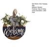 Front Door Welcome Sign Farmhouse Rustic Round Wooden Bowknot Letter Welcome Wreath All Seasons Indoor Outdoor Porch Door Hanger Wall Hanging