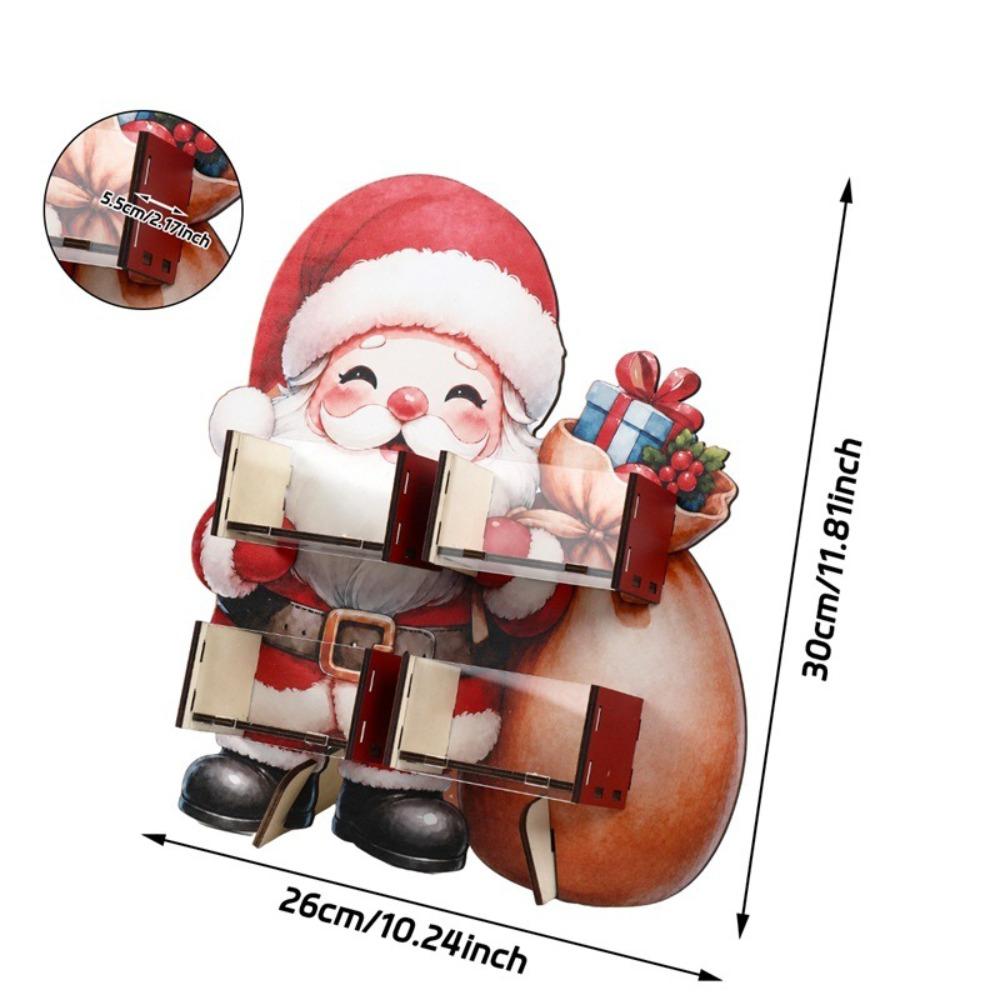 Wooden Material Candy Display Rack Snowflake Design Display Tray Desktop Decoration Santa Claus Theme Xmas Tree Shape