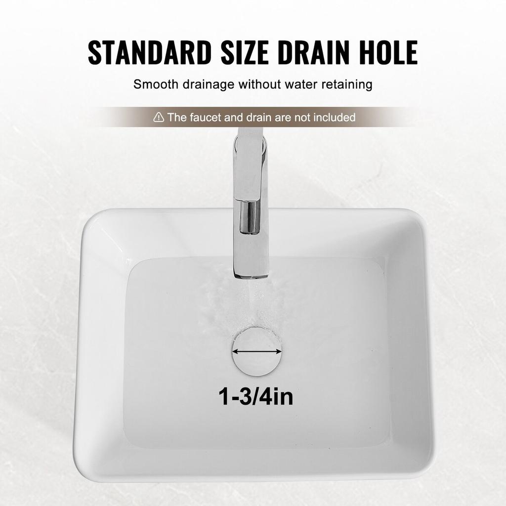 Modern Ceramic Vessel Sink 19"x14.7" Bathroom Vanity Bowl Countertop White