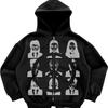 Y2K Dark Cross-border Personality Street Loose Pocket Women's Top Sports Zipper Cardigan Goth Hoodie Cardigan