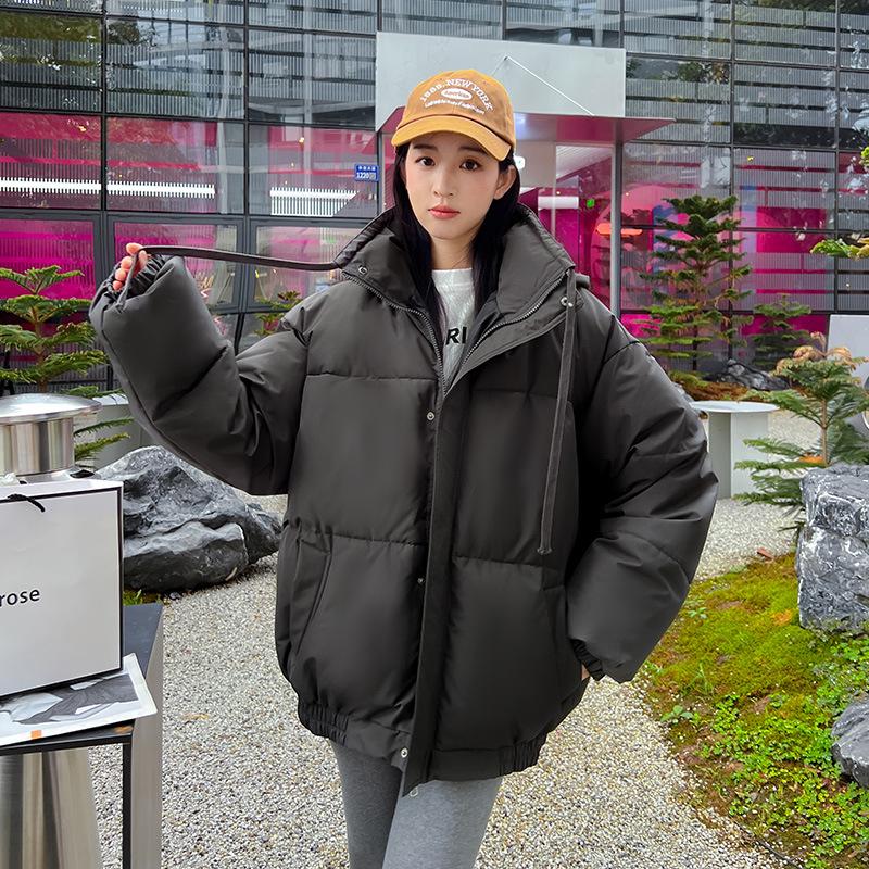 

Зимняя новая национальная пуховая хлопковая одежда женская короткая оверсайз утолщенная куртка с капюшоном хлебная хлопковая одежда XXL серый