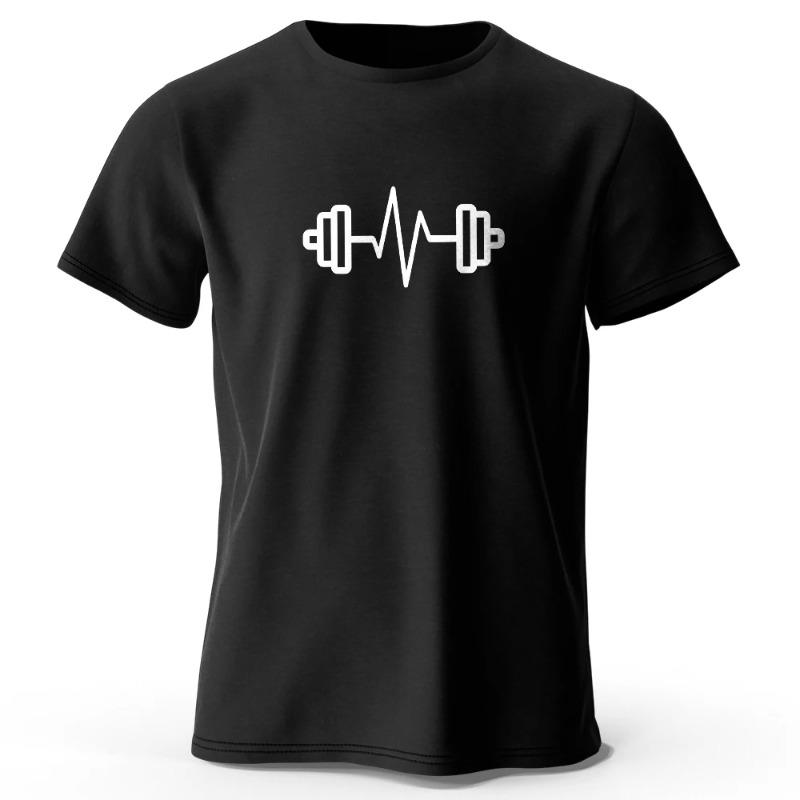 Men s Fitness Minimalist Logo Printed T-Shirt 100% Cotton Oversized Sporty Graphic Tees for Summer Tops Gym Wear S