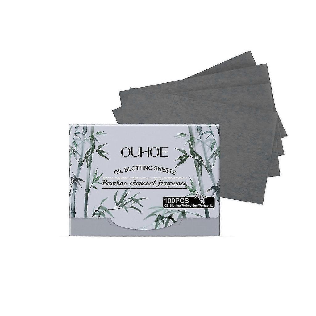 Bamboo Charcoal Oil Blotting Paper 100 Sheets for Matte Skin, Oil Control & Refreshing Finish, Gentle, Portable & Easy to Use for Daily Makeup Touch-