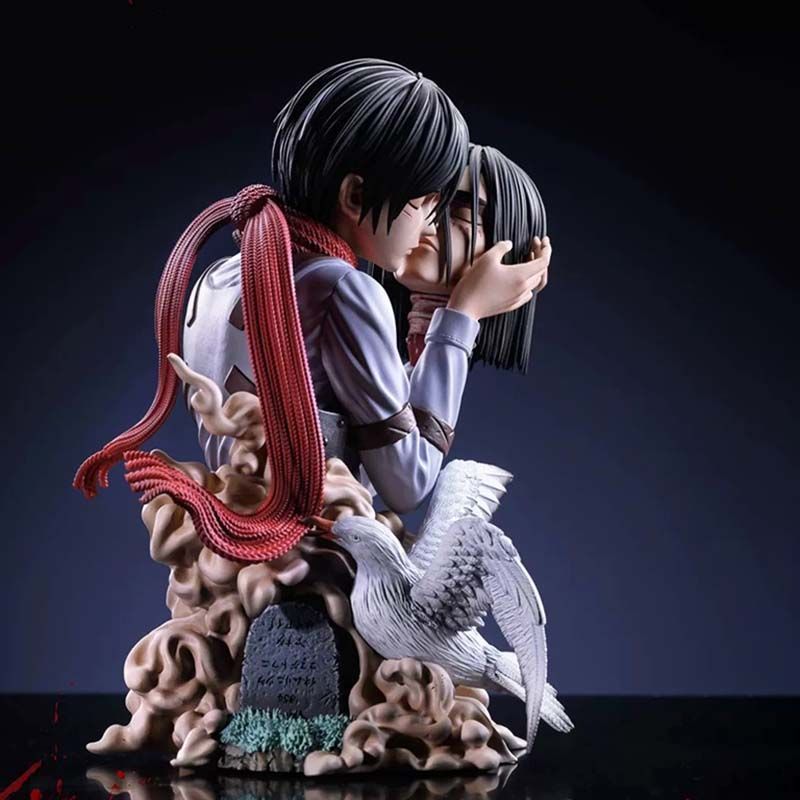 Attack on Titan - The Death Kiss & Mikasa Ackerman Head-Hugging Double Statue Figure Set, Room & Desk Decoration Anime Gift