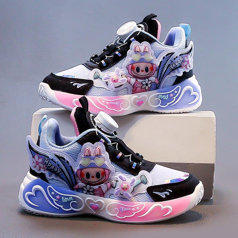 Girls' shoes, new autumn model, children's Labubu running shoes with lights, glowing girls' sports dad shoes, popular model