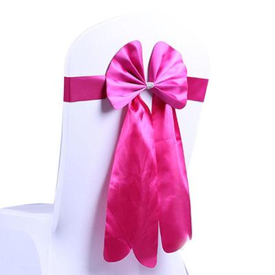 Elastic Bowknot Chair Cover Sashes Anti-wrinkle Ribbon Chair Band Wedding Decor