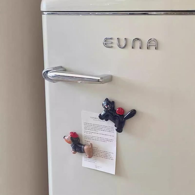 Creative Dachshund Fridge Sticker Cartoon Resin Cat Refrigerator Magnets Cute Personalized Magnetic Stickers Photo Wall