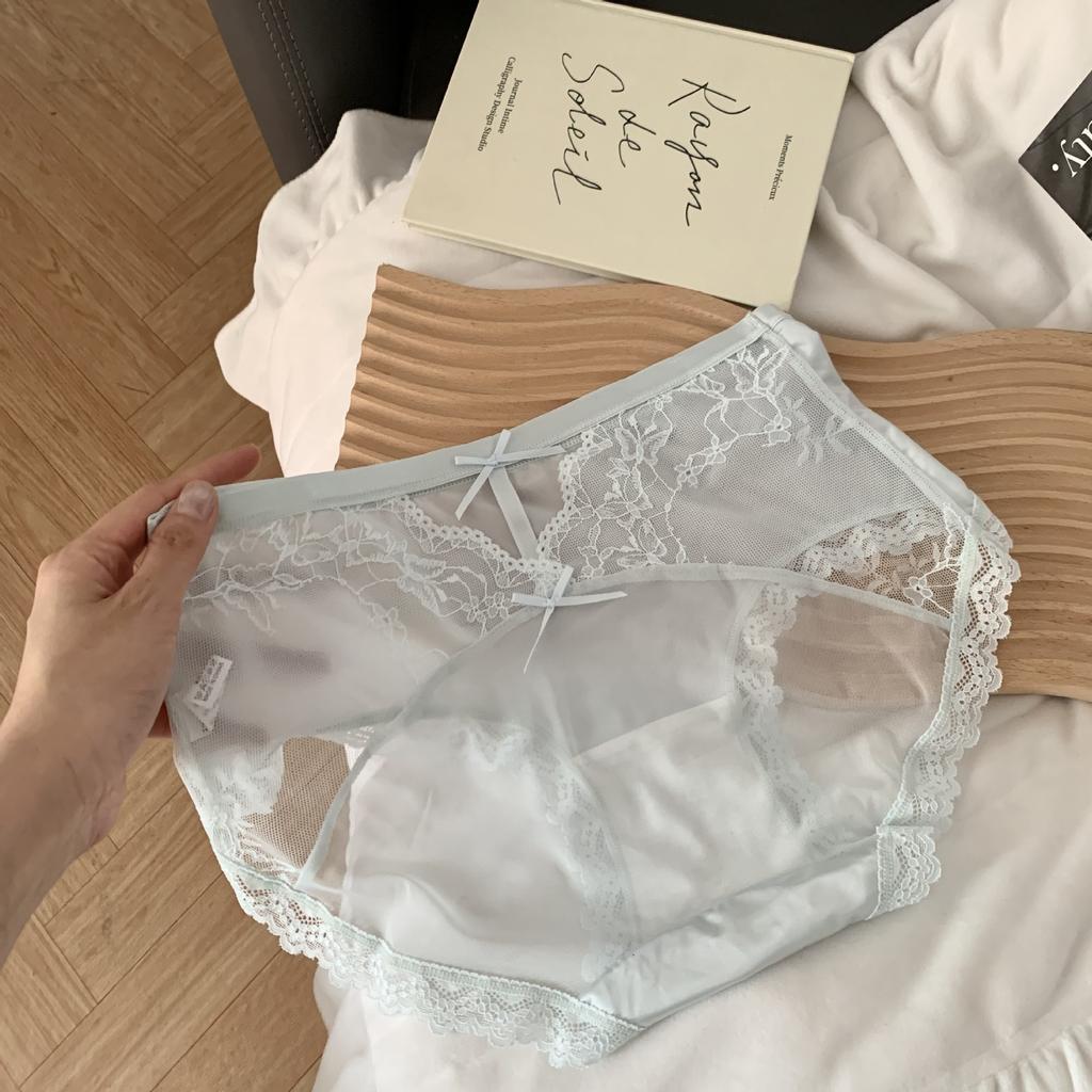 Ladies Summer Sexy Hollow Lace Extended Antibacterial Crotch Waist Triangle Briefs