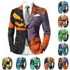 Pánská Halloweenová potištěná, Business Casual saka s klopami, Dlouhý rukáv pro podzimní party