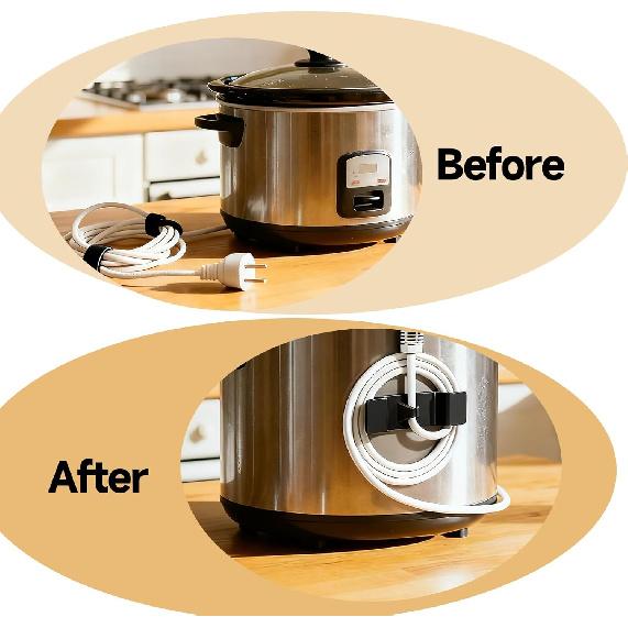 8PCS Cord Organizer for Appliances, Upgraded Stick On Appliance Cord Holder and Wrapper, Kitchen Cord Bundler Organizer for Coffee Maker, Blender,