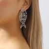 Hollow Stitching Fish-Shaped Earrings Za Trend Exaggerated Earrings Temperament Creative Earrings