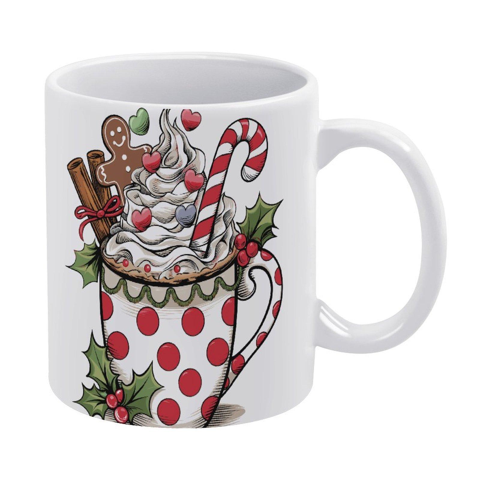 

1pc 11oz blank ceramic coffee mug, double-sided printed cup, smooth glaze texture, sturdy and reusable, suitable for family and office use белый