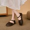 Roman sandals retro style Velcro 2025 summer new flat bottom large size round head women's shoes