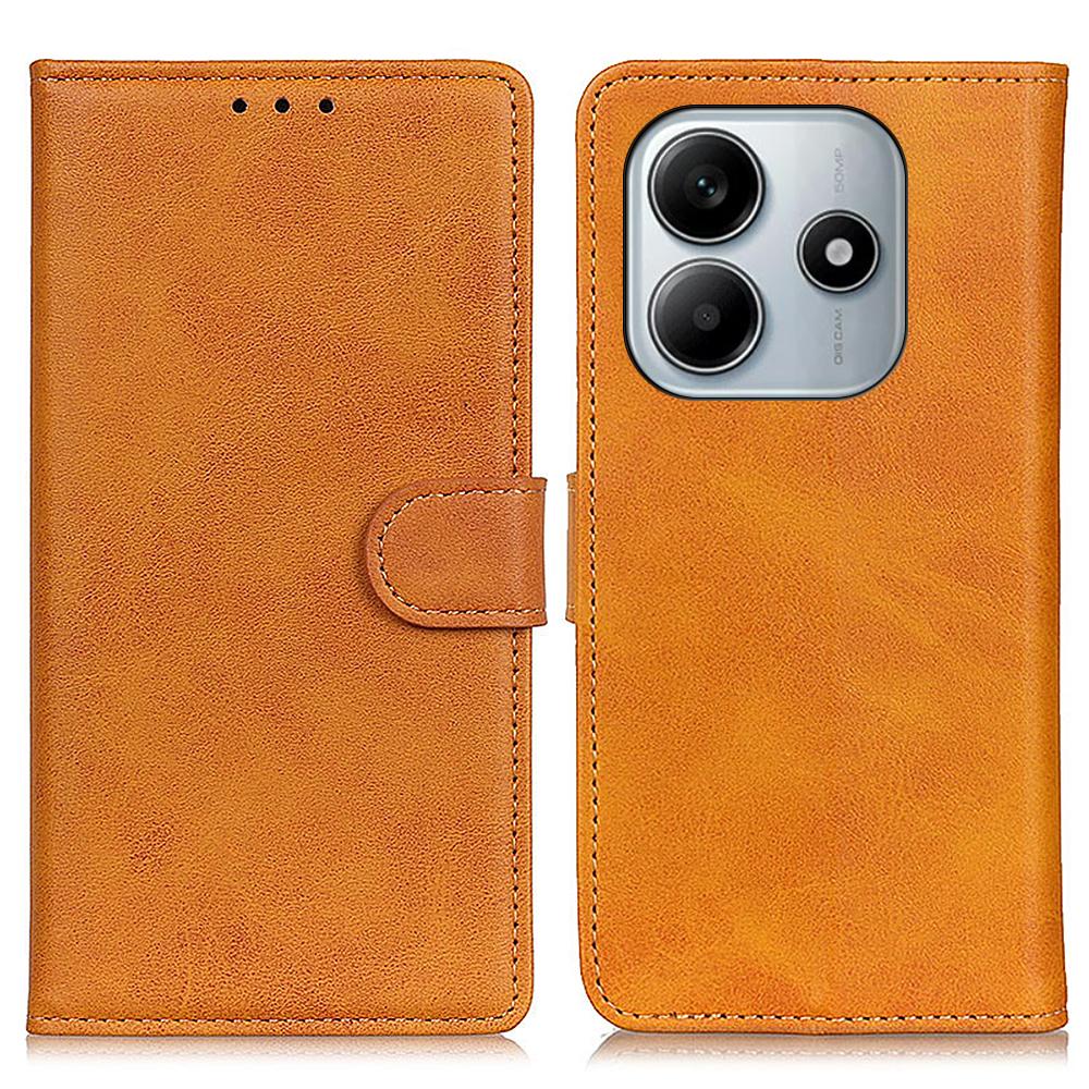 For Xiaomi Redmi Note 14 4G (163.25x76.55x8.16mm) Stand Wallet Case Cowhide Texture Leather Phone Cover