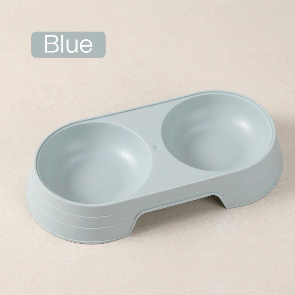 

2 in 1 Dog Cat Feeder Non Slip Pet Food Water Bowl Dual Purpose Feeding Supplies for Small Medium Pets 90ml синий