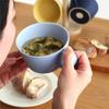 SAKUZAN Sara Soup Cup Set (Pair) in a Wooden Box, Mino Ware, Made in Japan, Gray and Navy
