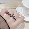 Dark Sweet Cool Pink Zircon Love Open Ring Punk Stacked Wear Personality Niche High Sense Girlfriend Ring Girl