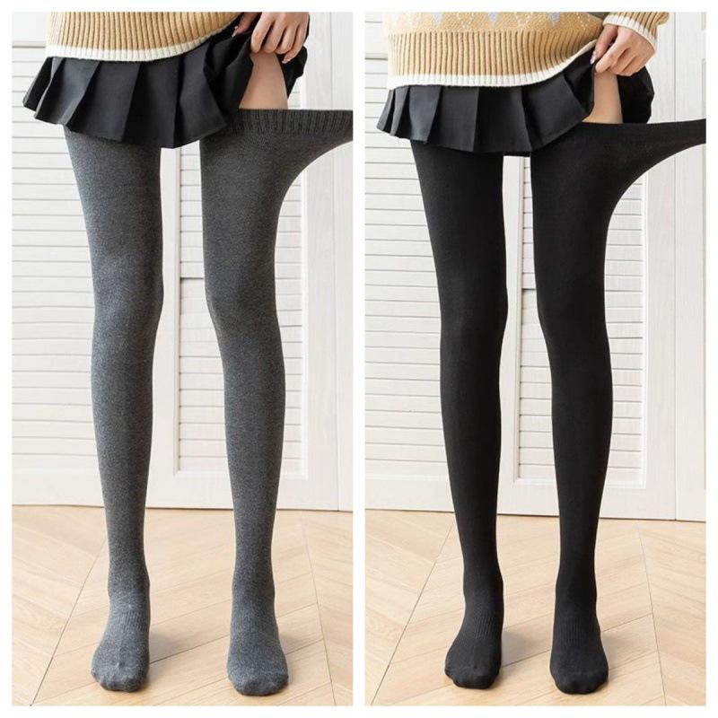 Plus-Size Fleece-Lined Non-Slip Thigh-High Socks for Women - Extra Thick, Over-the-Knee, Ideal for Autumn/Winter