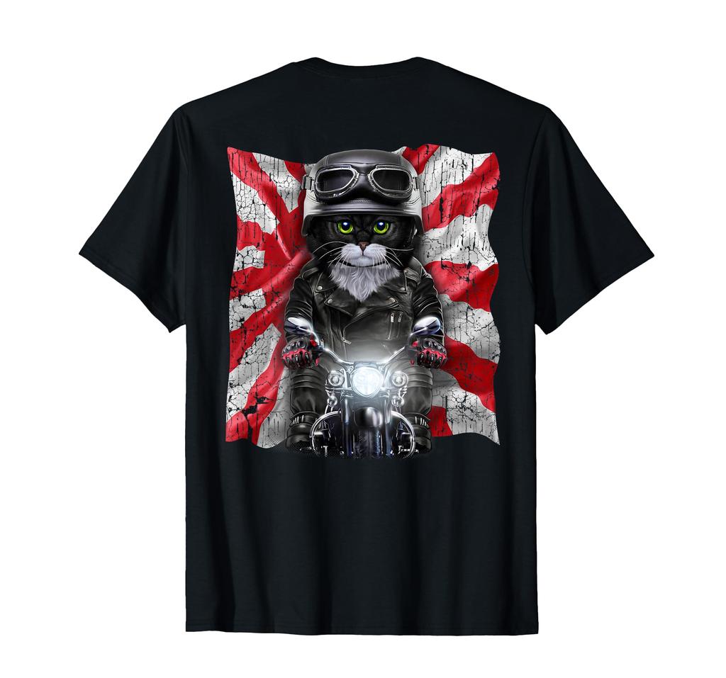 Tuxedo Cat Cat Bike Japan Hinomaru T-Shirt