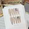 Handmade Press On Nail French Fresh Sparkling Nude Cat Eye 3D Diamond Light Luxury Long Stiletto Fake Nail Patch Artificial Nail Reusable