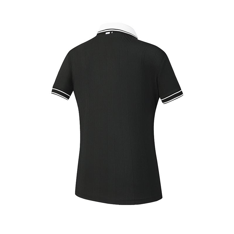 Fila Golf Series Fashion Simple Sports Comfortable Knitted Short Sleeve Polo Shirt Women Tops Deep-Black A11W625109FBK