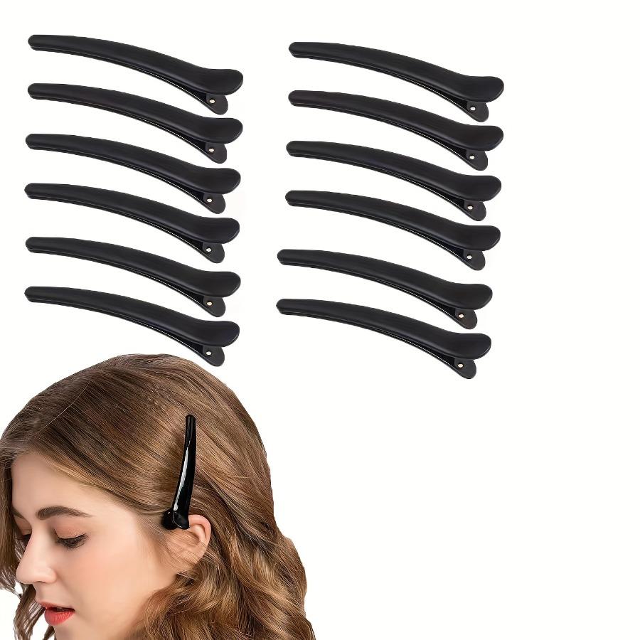 6pcs Black Matte Duckbill Clip - Vintage Salon Style Hair Accessories for All Hairstyles, Hairdresser Supplies