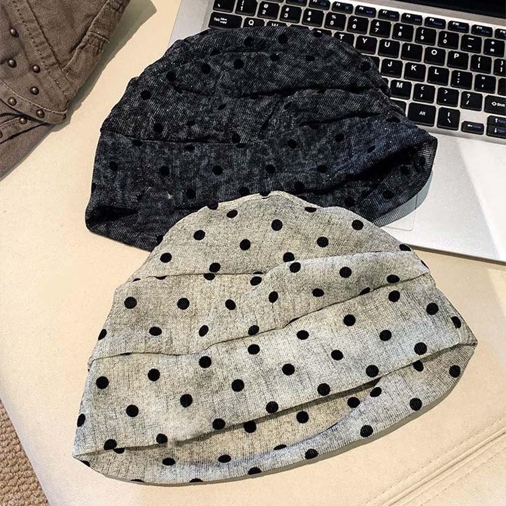 Retro Polka Dot Beanie Soft Windproof Head Wrap Vintage Pullover Hat Fashion Bloggers