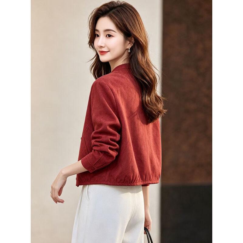 D.F.DEAR Women's Stand-Collar Single-Breasted Long-Sleeve Jacket
