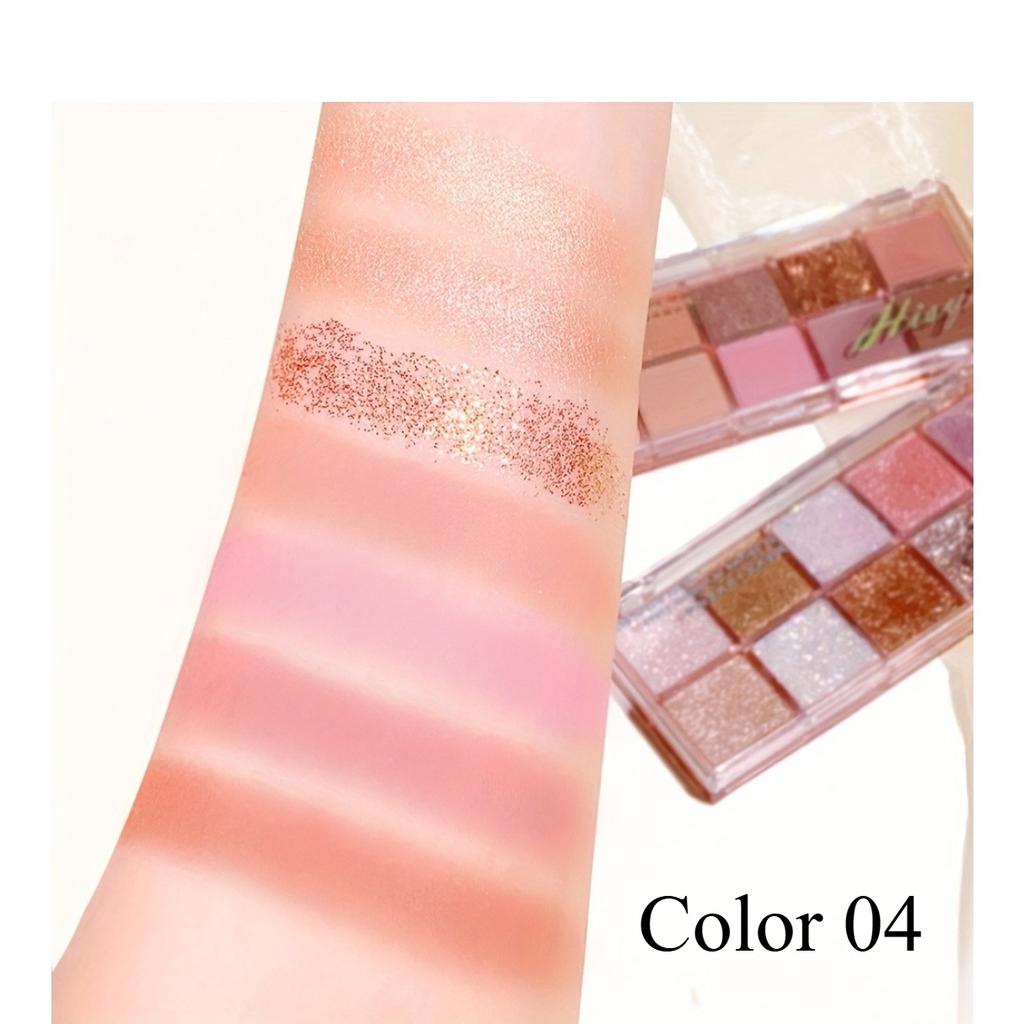 Eyeshadow Palette Including Matte and Shimmering Glitter Options in Brown, Golden, Nude, Purple, and Silvery, Ideal for Festival Makeup