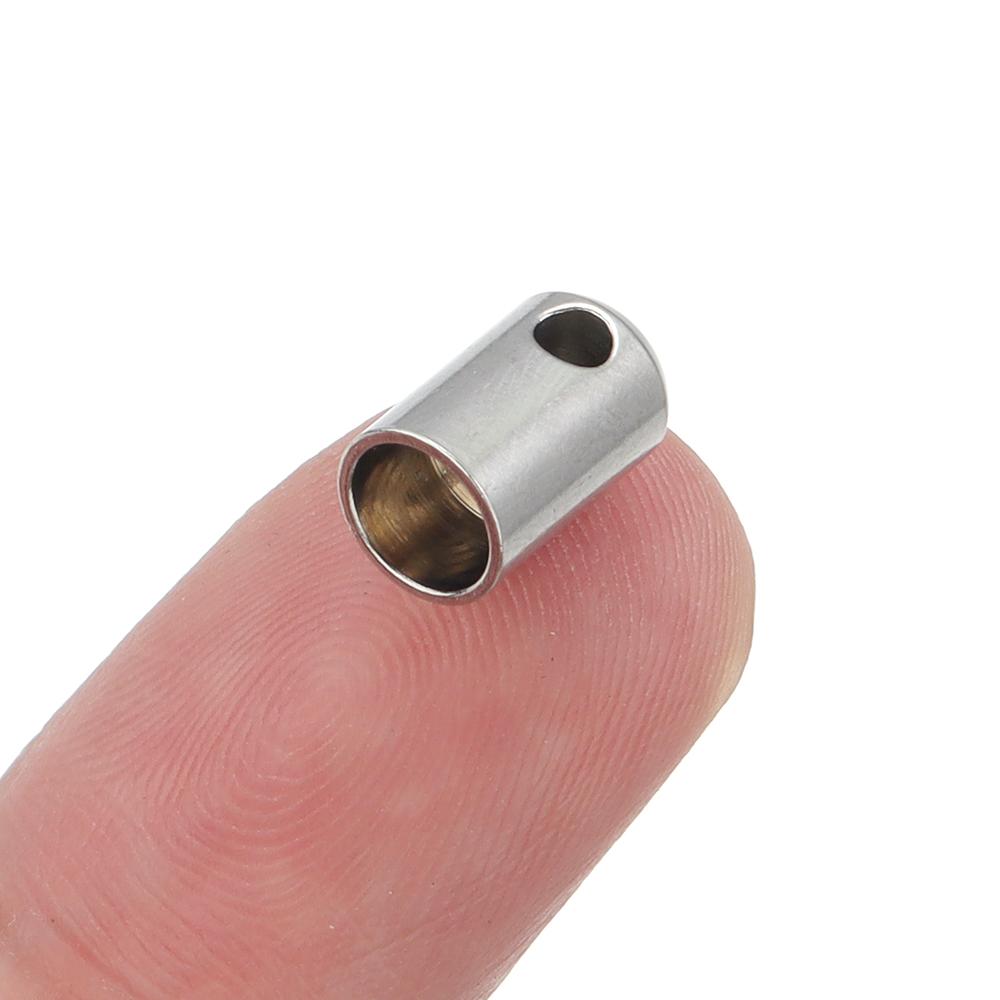 10-30pcs Stainless Steel Column End Tip Cap Crimp Clasps Connector For Jewelry Making Bracelet Necklace Leather Cord Accessories
