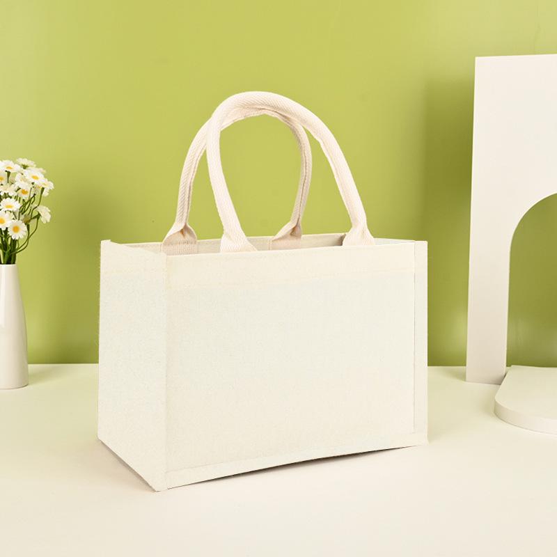 In-Stock Retro Linen Tote Bag – DIY Hand-Painted or Logo Printed Jute Bag