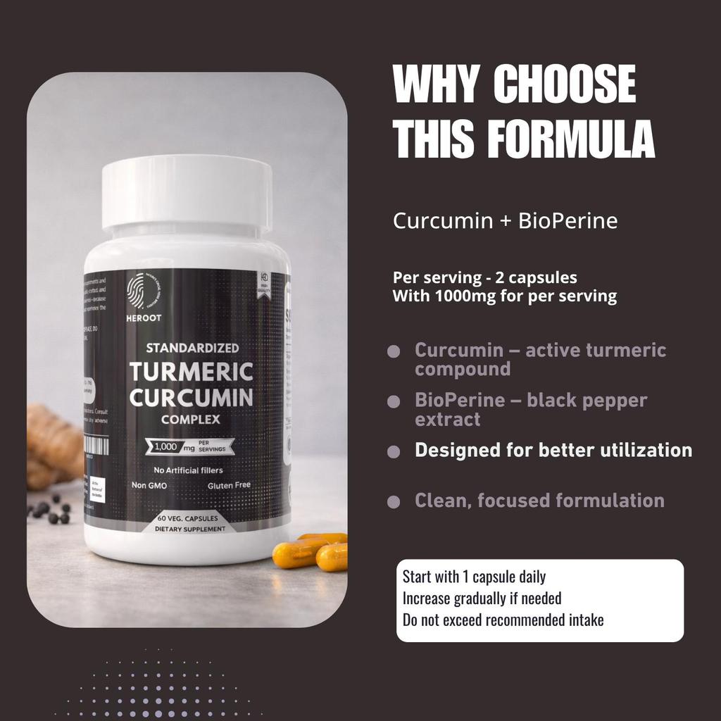 Kurkuma Curcumin mit BioPerin Kapseln | 1000 mg | Nahrungsergänzungsmittel